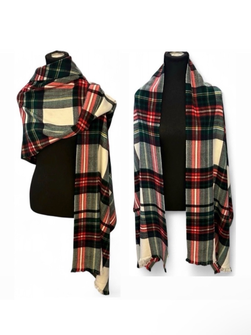 GAP Acrylic Tartan Plaid Large Holiday Winter Scarf/Wrap